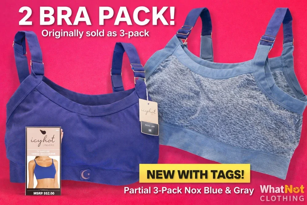 Icy Hot Lingerie Seamless Comfort Bra Lot 2 Medium NWT Blue/Gray (3-Pack Partial
